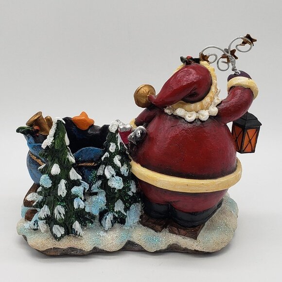 Decorative Christmas Resin Santa Claus Votive or Tealight Candle Holder - Picture 9 of 11
